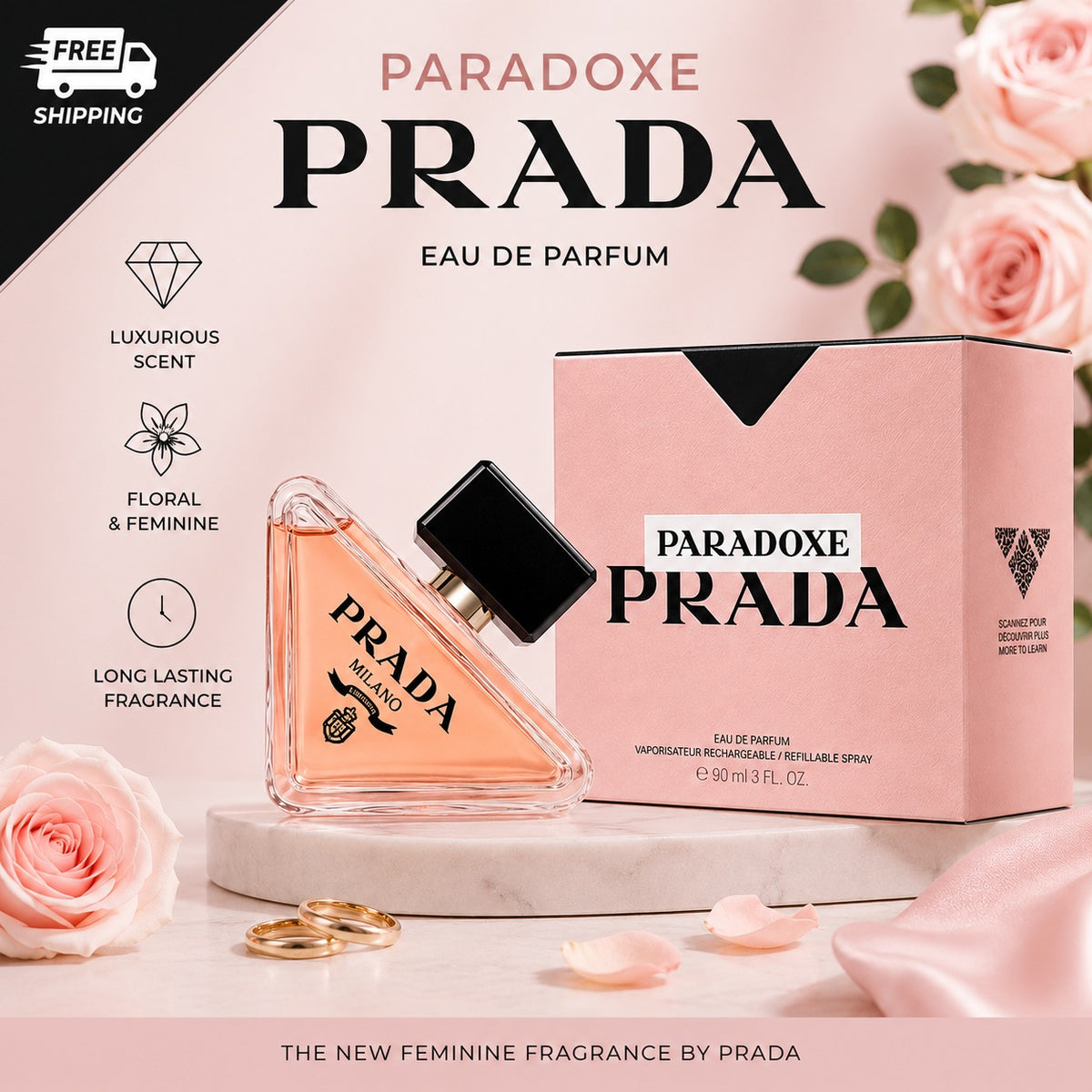 Prada Paradoxe Eau de Parfum for Women – 3.0 fl oz / 90 ml