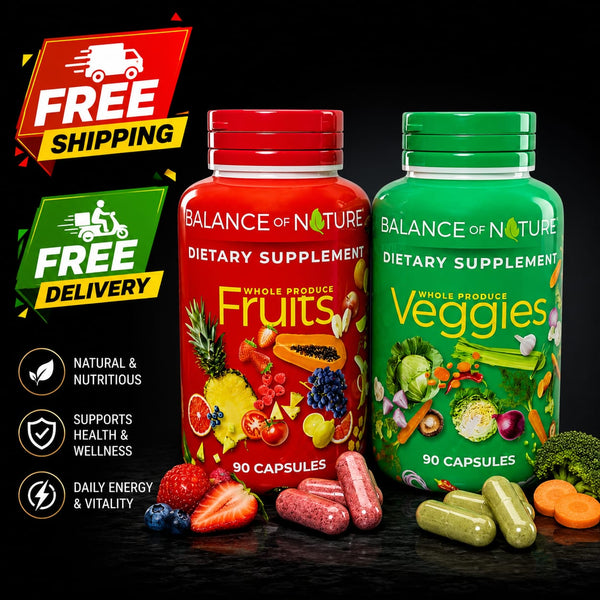 Balance of Nature Fruits & Veggies Whole Produce Dietary Supplement – 90 Capsules Each